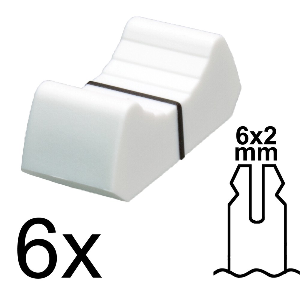 SIFAM 6x FADER KNOBs CAP WHITE fit 6x2mm slide potentiometer replacement pot