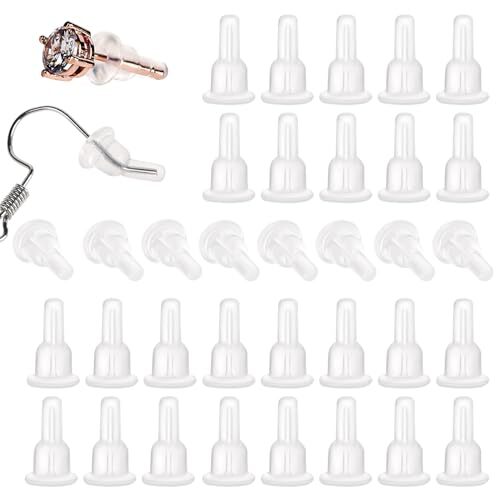 60 PCS Full-Cover Silicone Earring Backs for Studs, Clear Earring Backs Clear