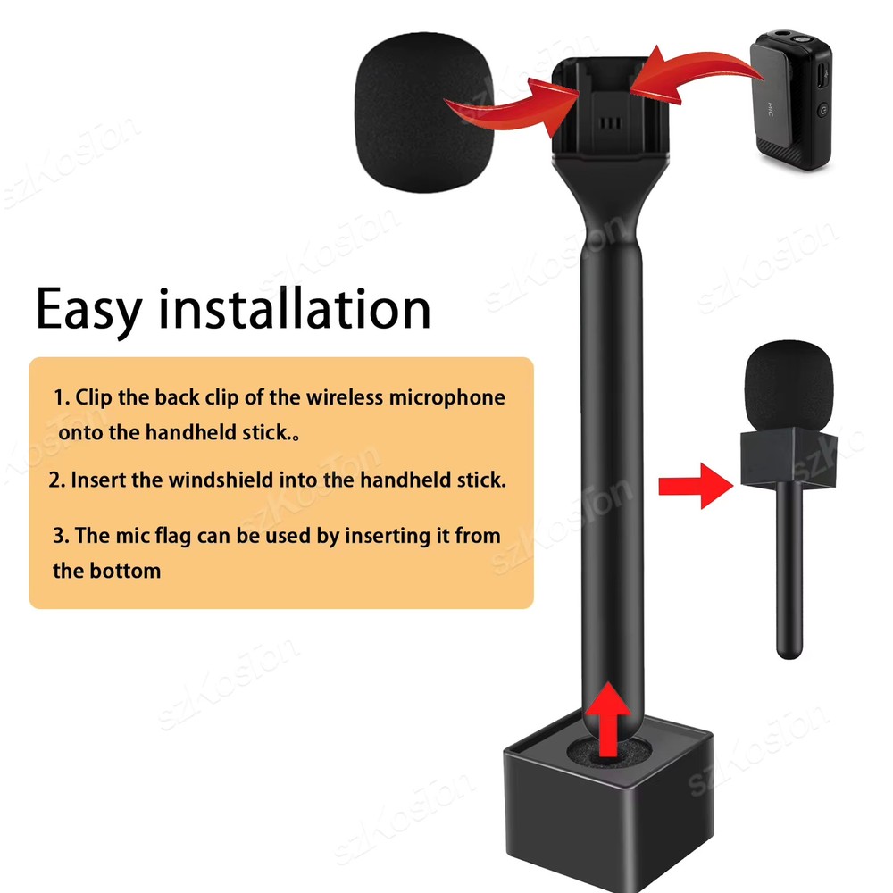 Rhode GO DJI Mic 1,2,3 Interview Handle Adapter - Wireless Microphone Handle