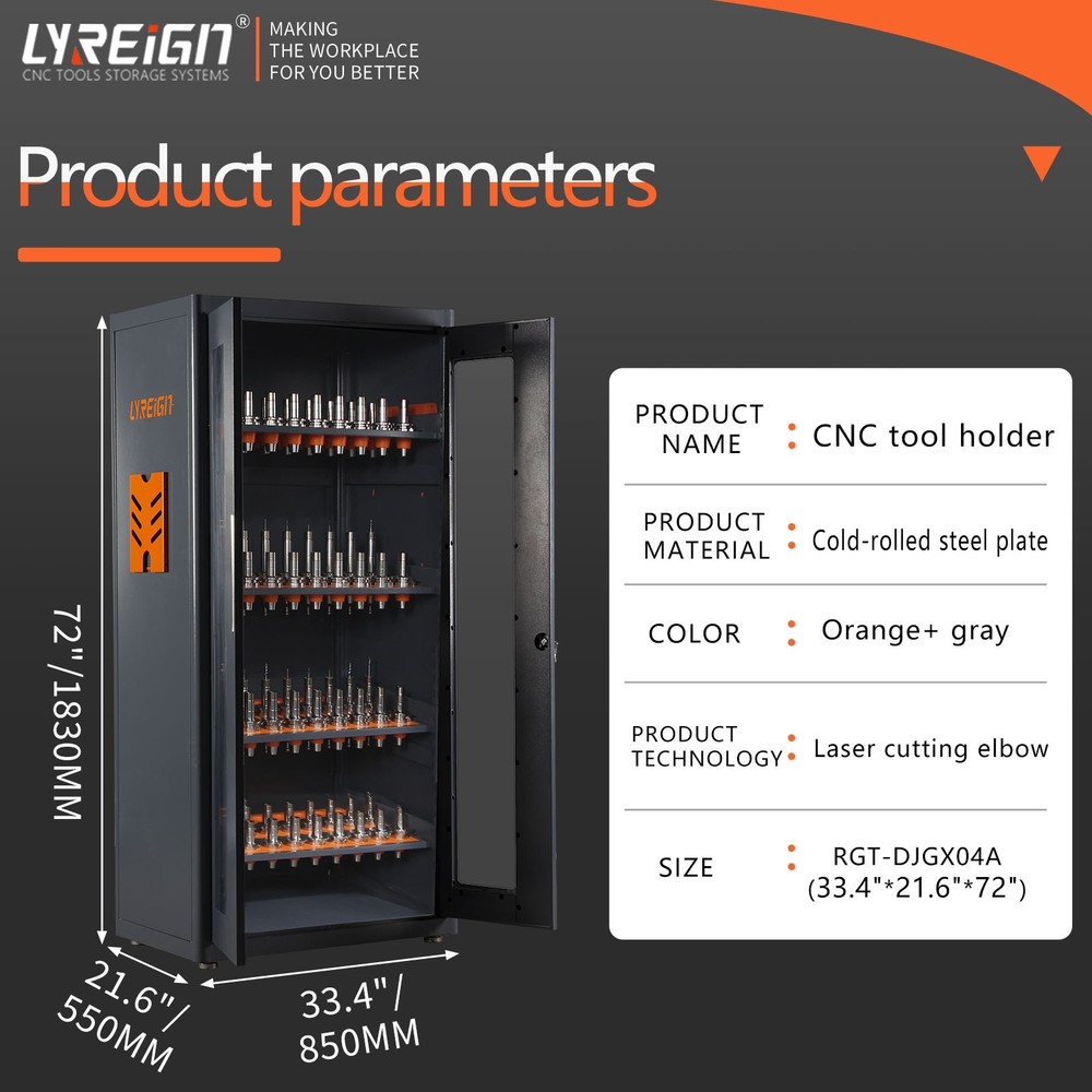 LYREIGN CNC Tool Holder Cabinet: Fits Tools – For Machining Workshops