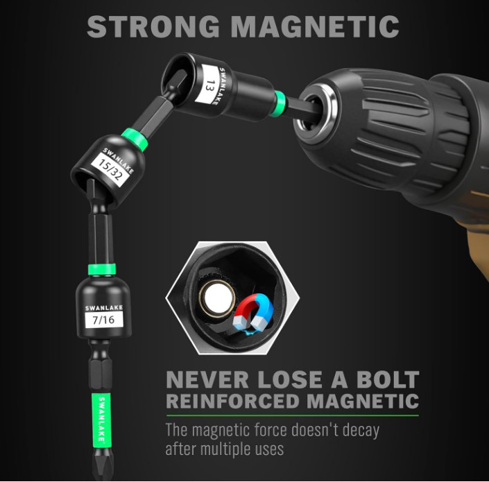 74-Piece Magnetic Nut Driver Set for Impact Drill Metric & SAE, Impact Socket