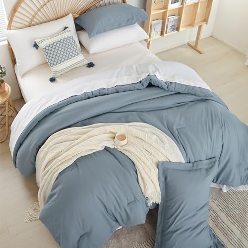Comforter Set 7 Pieces Comforter Set Soft Lightweight Queen Dusty Blue