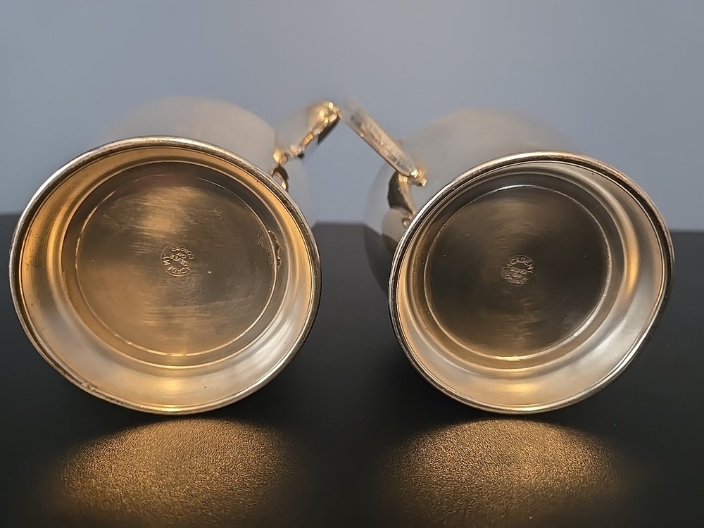 Academy Silver on Copper Vintage Creamer Sugar Serving Cups Set Pair