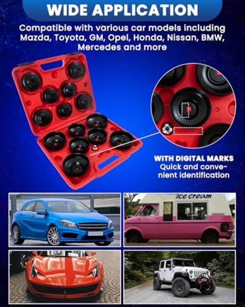 Oil Filter Socket Set, 15pc Oil Filter Wrench set for Easy Access