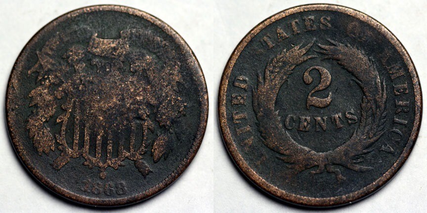 1868  Two Cent Piece