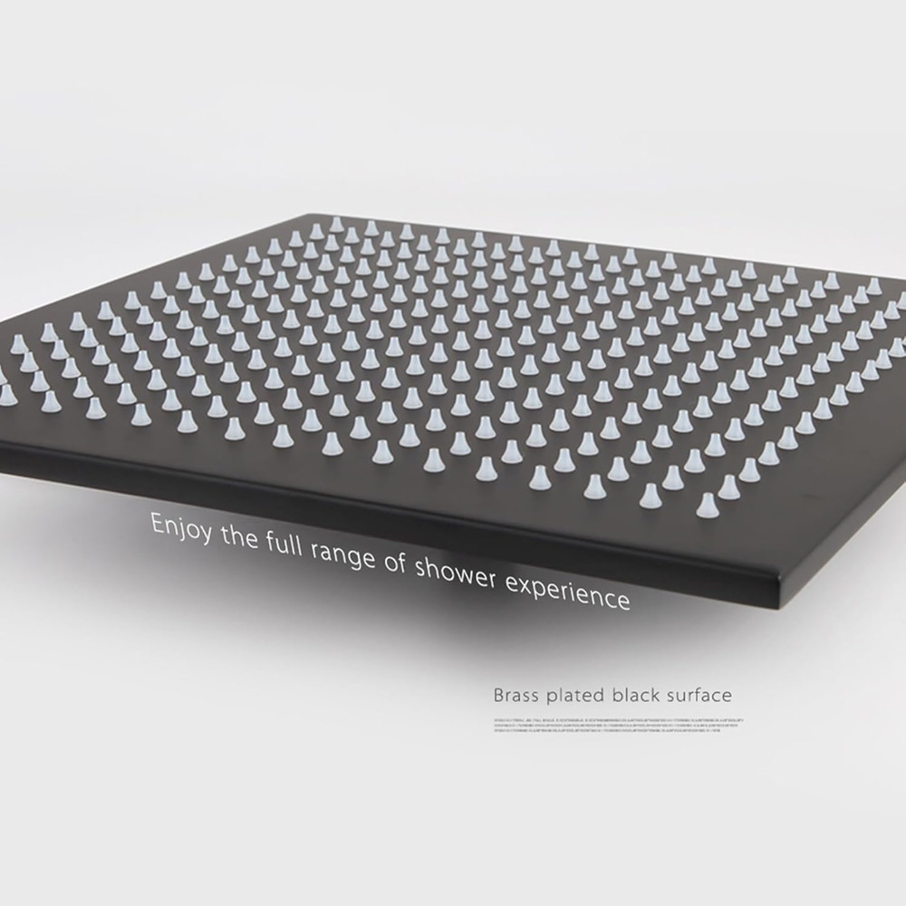 Matte Black LED Rain Shower Head - 2-Function Square Stainless Steel Ceiling Mou