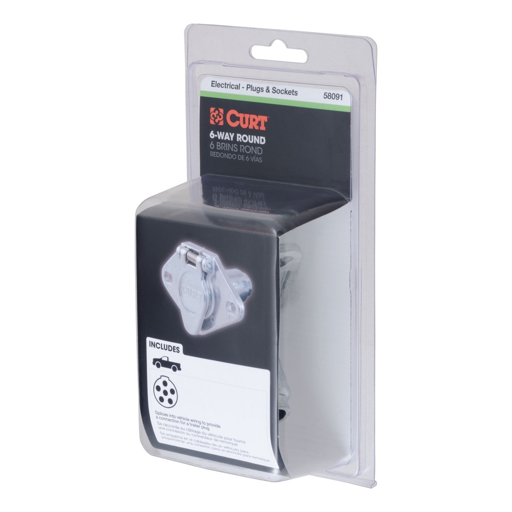 Curt-6-Way Round Connector Socket (Vehicle Side, Packaged)