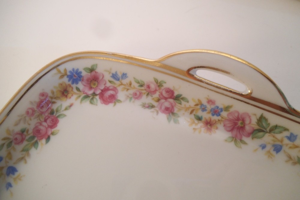Vintage Pasco Bavaria Tirschenreuth Germany Rectangular Bread Tray Flowers