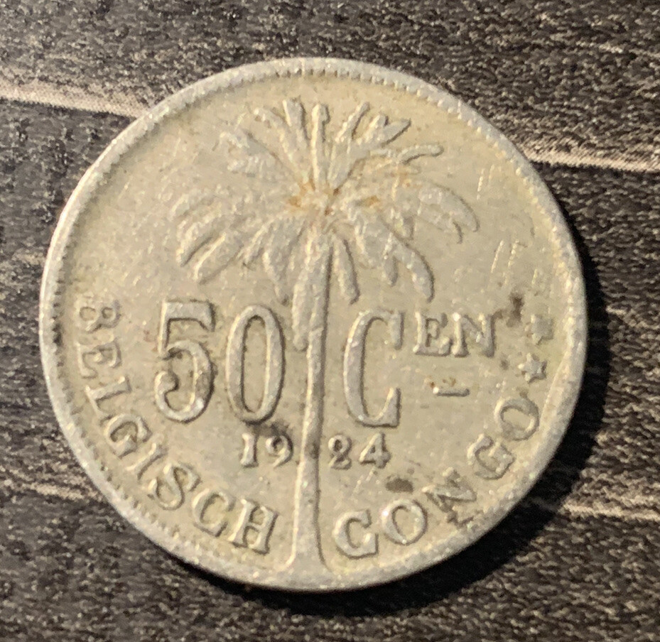 Belgian Congo 1924 50 Ces Coin.