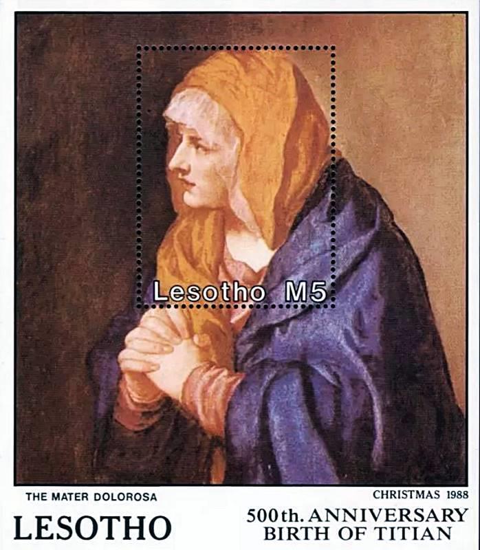 LESOTHO 1991 CHRISTMAS / TITIAN PAINTINGS S/S #2 MNH **RELIGION💲FREE SHIPPING💲