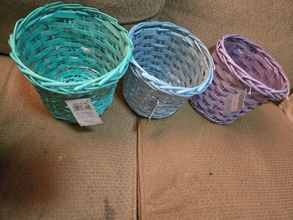 3 New Burton & Burton 6" Round Lined Baskets