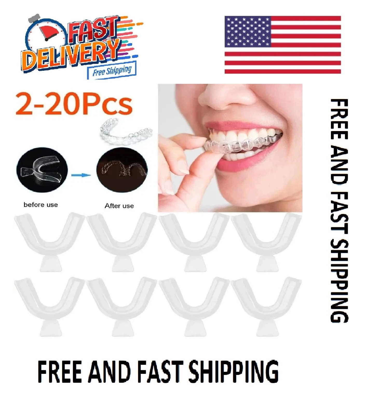 2/4/8 PCS Teeth Guard Dental Mouth Grinding Bruxism Night Tray Aid Gum Shield**