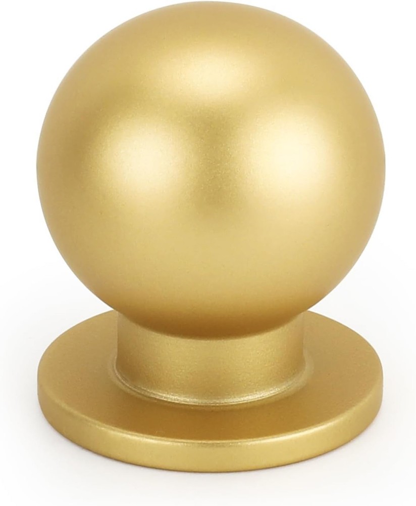 Haliwu 10 Pack Brushed Brass Cabinet Knobs Kitchen Cabinet Knobs Round Drawer...