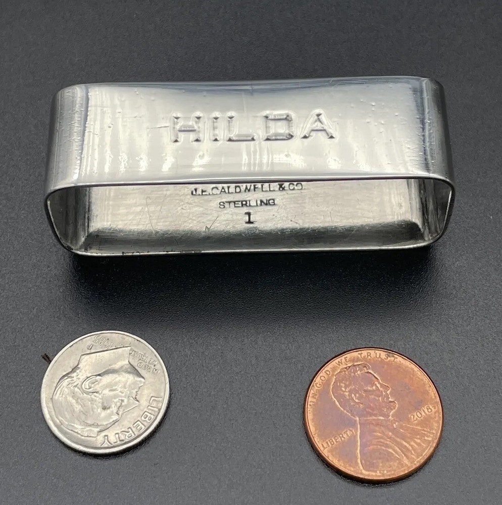 Sterling Silver Napkin Ring Name Engraved “HILDA” J. E. Caldwell