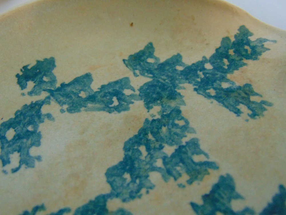 Small Clay Ashtray With A Blue Design