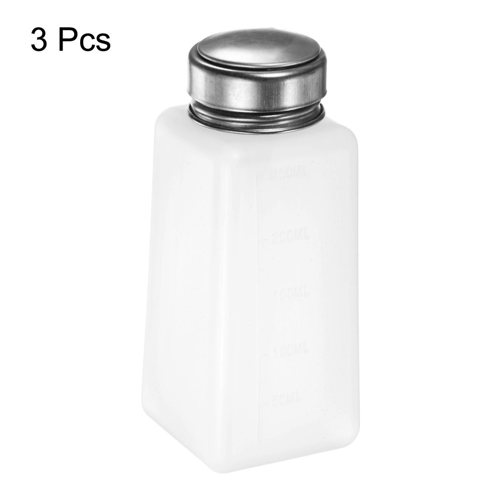 3sets Solvent Alcohol Dispensers 250ml Push Down Liquid Dispenser Pump White