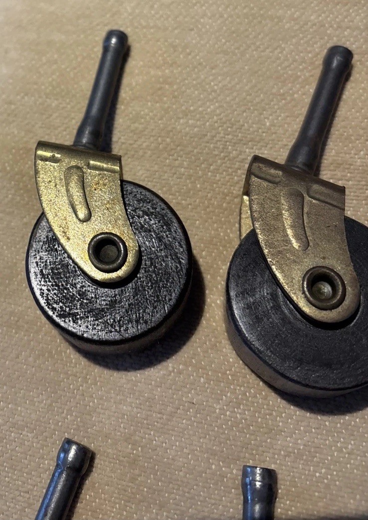 Vtg. Lot 4 Wooden 1.5 Inch Caster Wheels Cabinet Dresser Table Chair