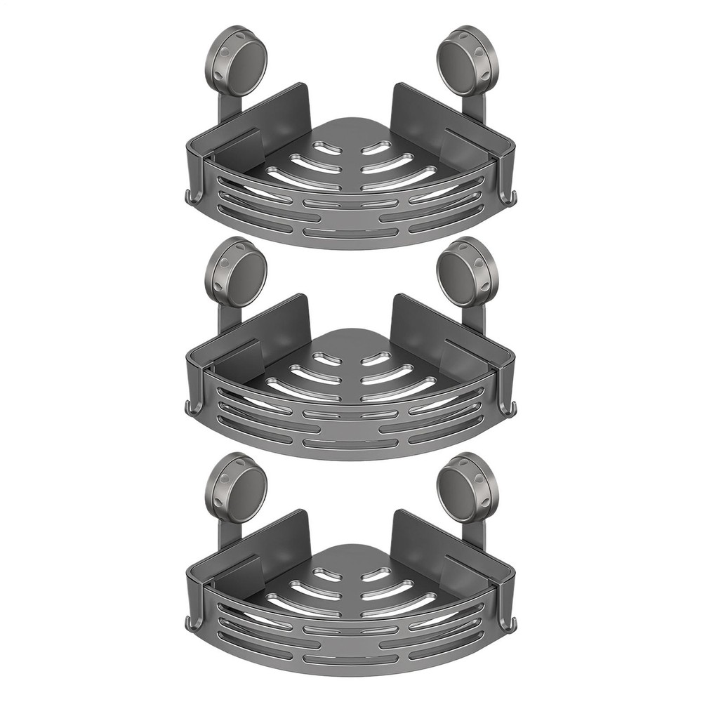 Suction Cup Shower Caddy Shelf Bathroom Corner Bath Storage Holder Rack