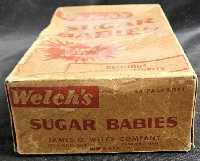 Vintage Welch's Sugar Babies Candy Display Box Empty Welch Company 1940's