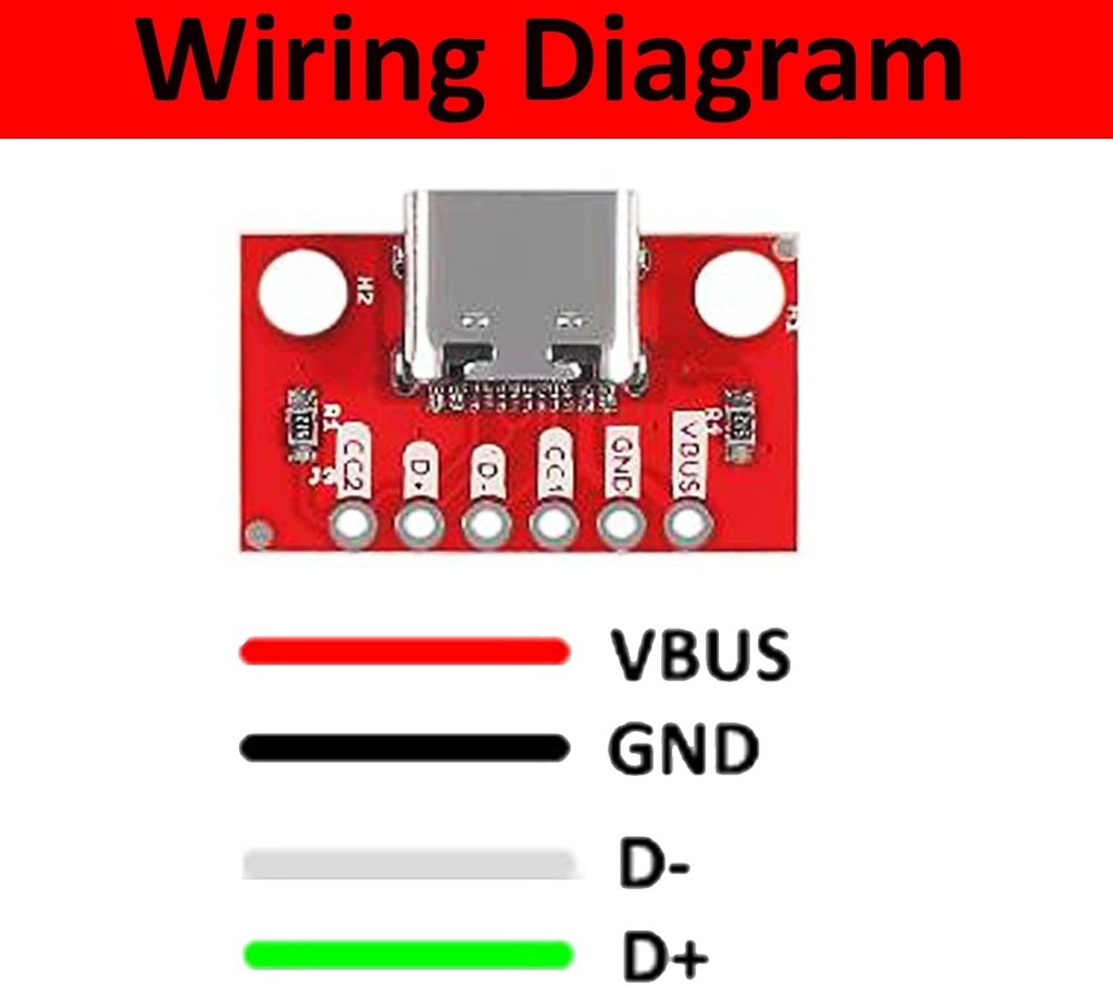 DIANN 5pcs USB Type-C Breakout Board Serial Basic Female