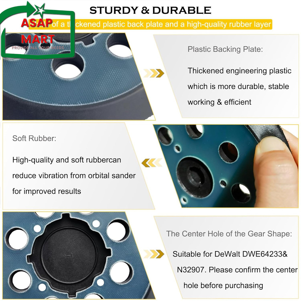 5" 8 Hole Hook and Loop Replacement Sander Pad for Dewalt Random Orbital Sander,