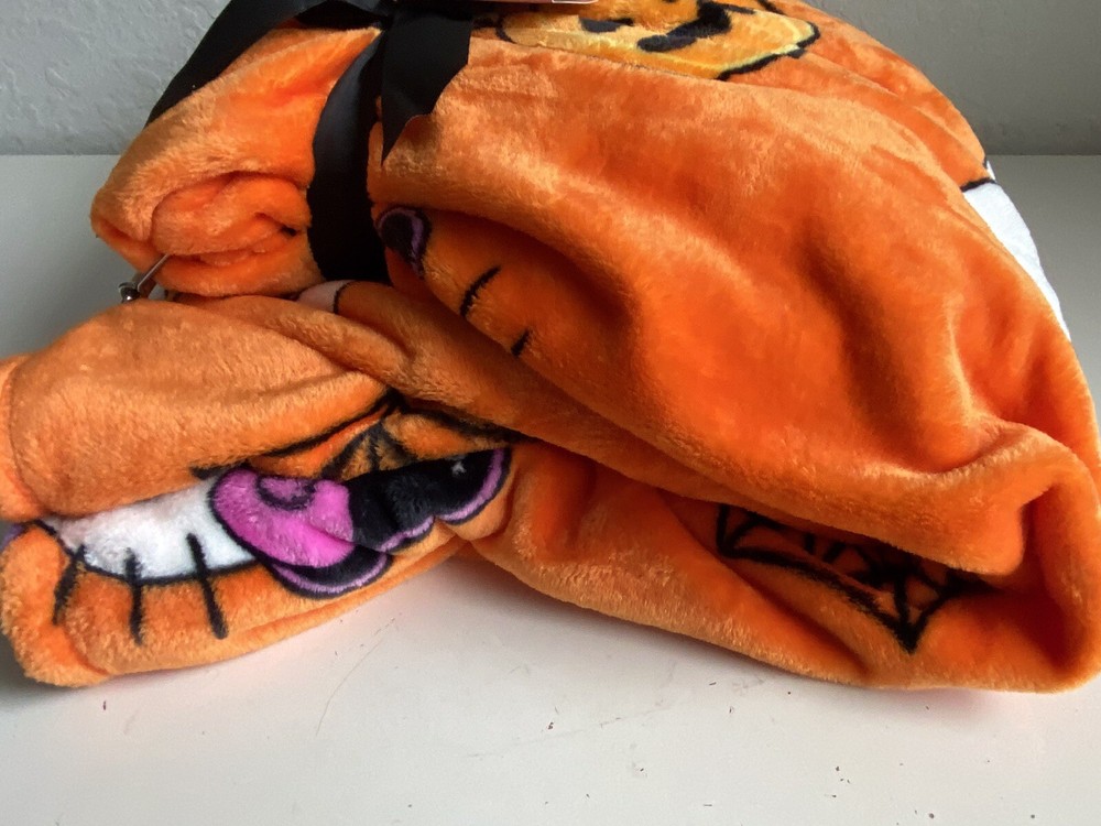 2 Pack Hello Kitty Halloween Throw Blankets Orange Web Pumpkin Pirate Candy Corn