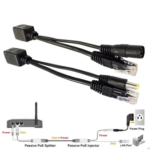 5 Pair Power Over Ethernet Passive PoE Adapter Injector Splitter Kit PoE Cable