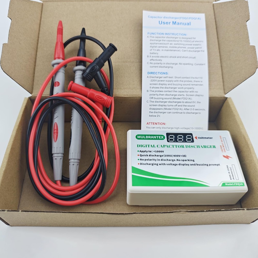 Digital Capacitor Discharge Tool with Voltmeter Display, max Display 999, 10-...