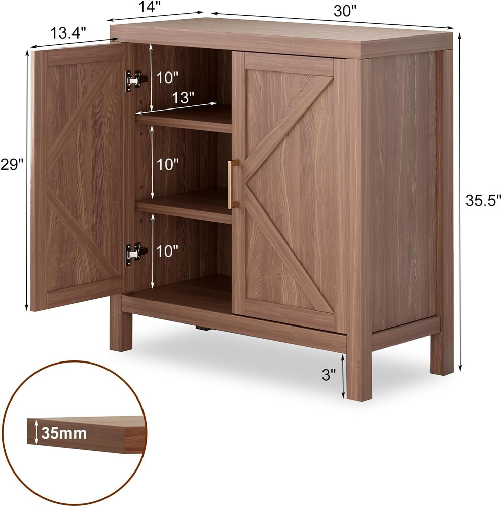 3-Tier Sideboard Buffet Cabinet with Adjustable Shelves for Kitchen & Dining Roo
