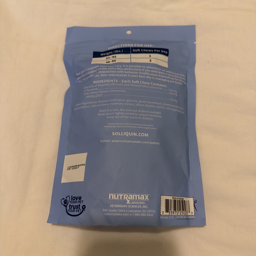 Solliquin Calming Support 75ct Over 30lbs Ex2027