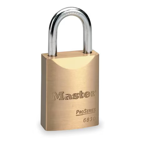 Master Lock 6830 Padlock, Keyed Different, Standard Shackle, Rectangular Brass
