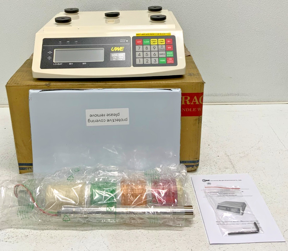 New UWE SEK-30K Checkweighing Scale 30kg Max w/ Indicator Stack Light Post 66D