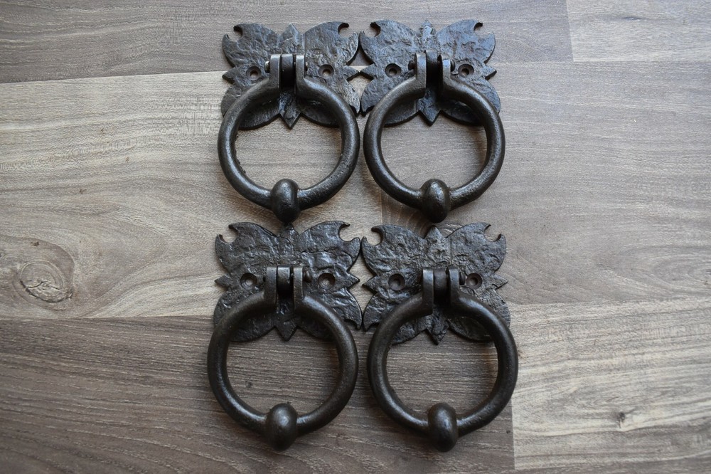vintage Cast Iron knocker chest door ring Pull drop handle knobs 4 pic