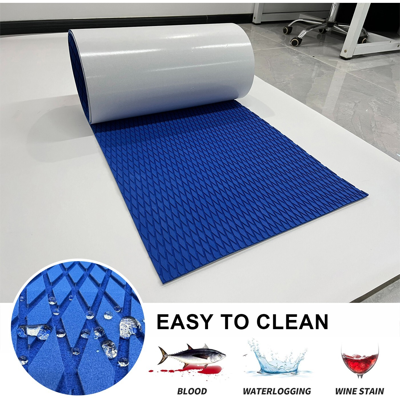 Blue EVA Foam Boat Flooring Sheet Mat 5mm Diamond Deck Grip Jet ski Traction Pad