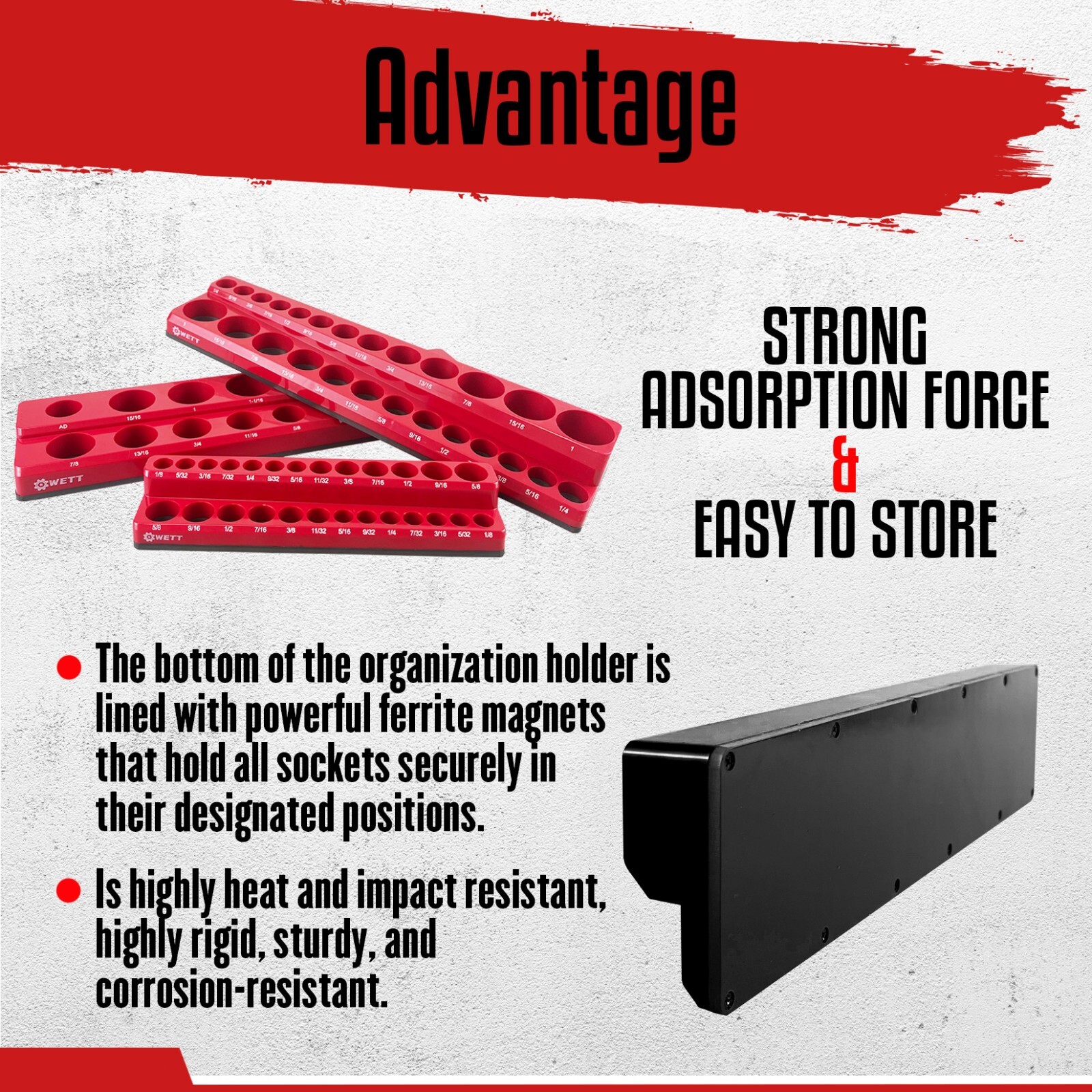 6-Piece Socket Holder Set, Magnetic Socket Organizer Set