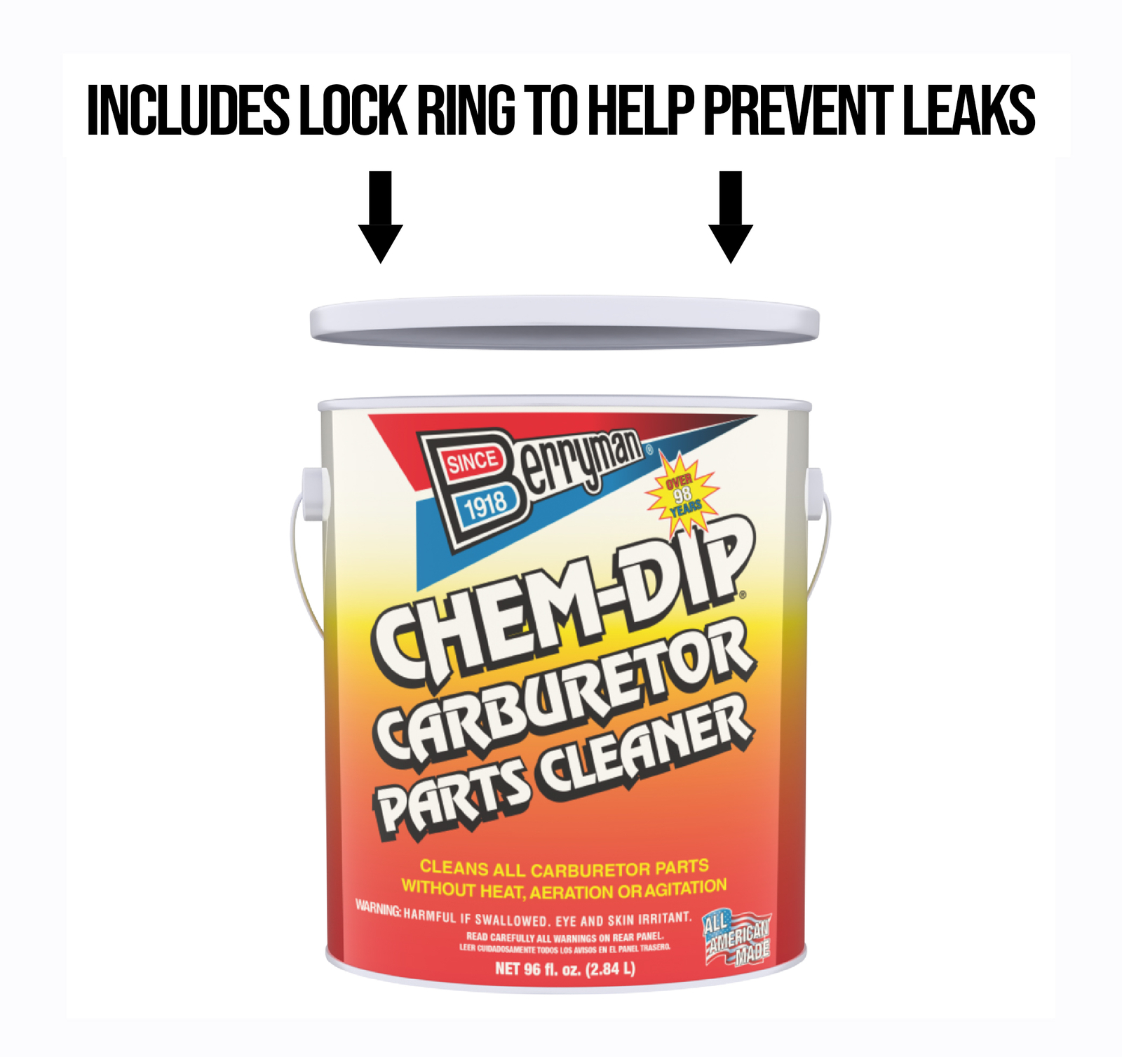 Berryman 0996-ARM B-9 Chem Dip Parts Cleaner with Basket and Armlock, 3/4-Gal...