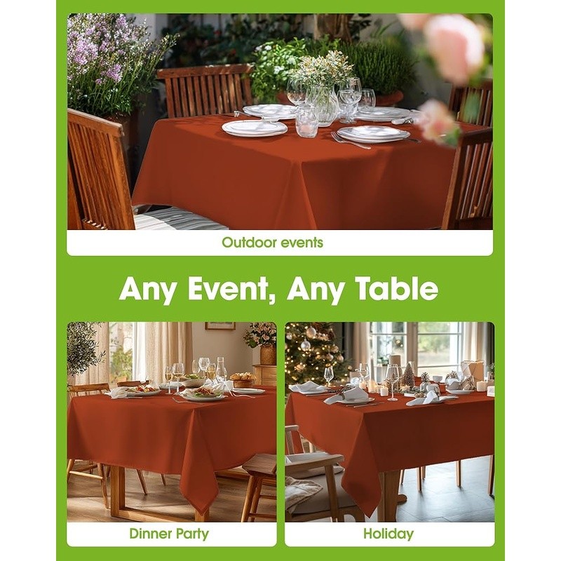 Durable Polyester Rectangular Tablecloth Easy Care Washable Home Events Parties