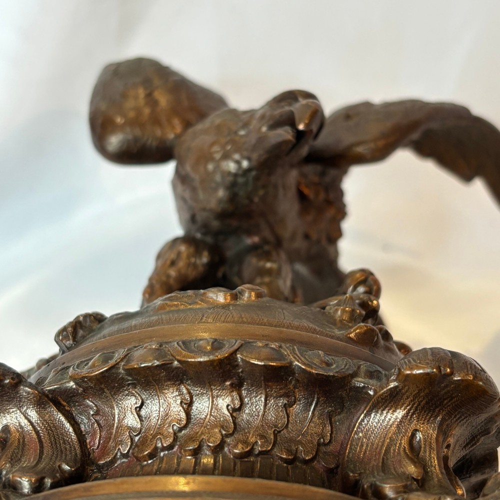 Antique Bronze Statue Eagle Clutching Rabbit