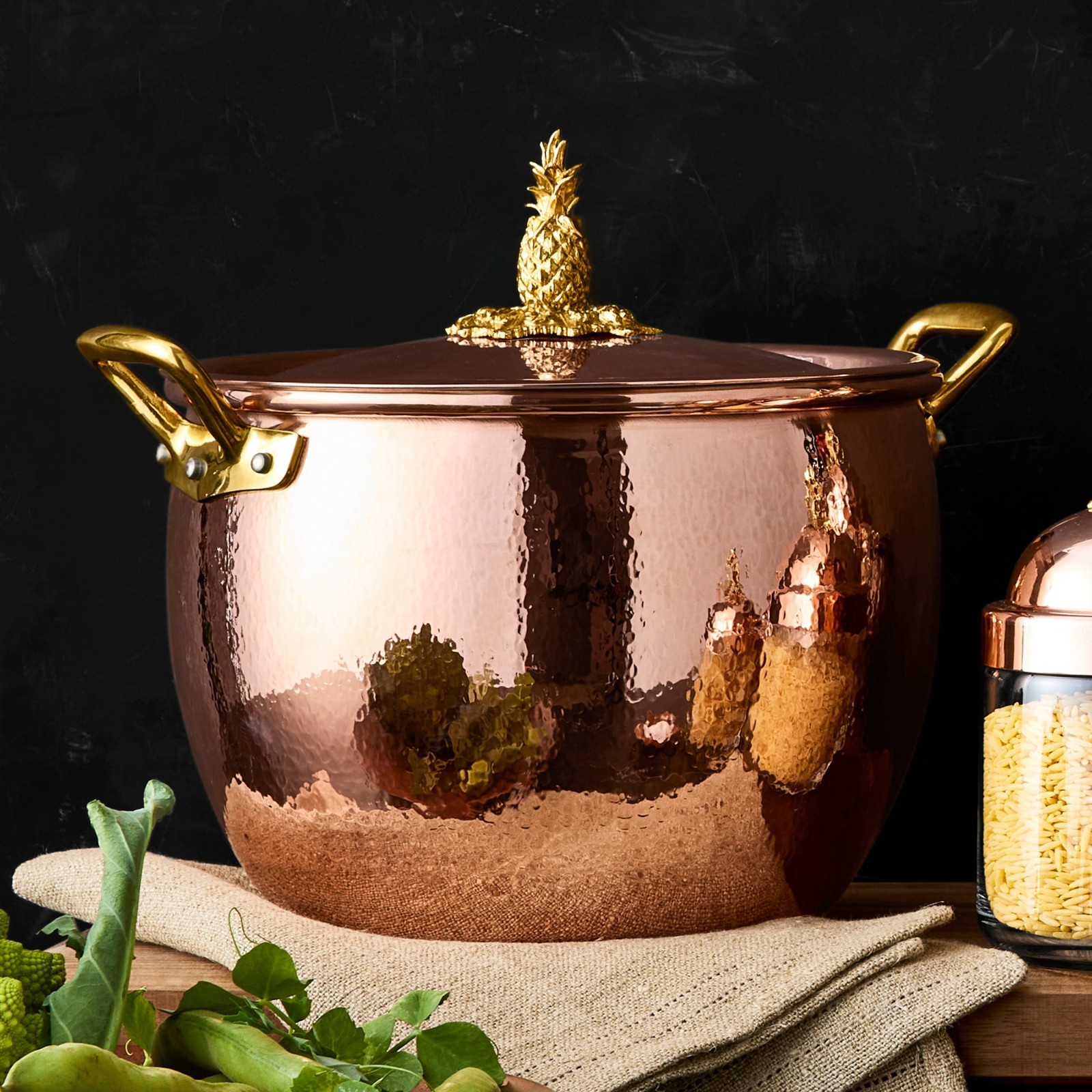 SALE OFF Ruffoni Historia Hammered Copper 14-Piece Cookware Set Pineapple Knob