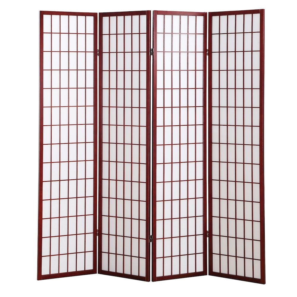 Japp 4 Panel Oriental Shoji Screen / Room Divider, Cherry
