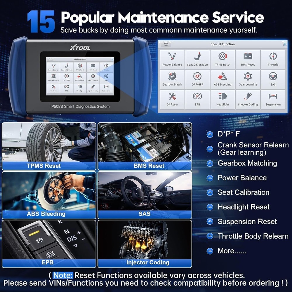 XTOOL IP508S Car OBD2 Diagnostic Scanner Tool ABS SRS System Scan 15+Services