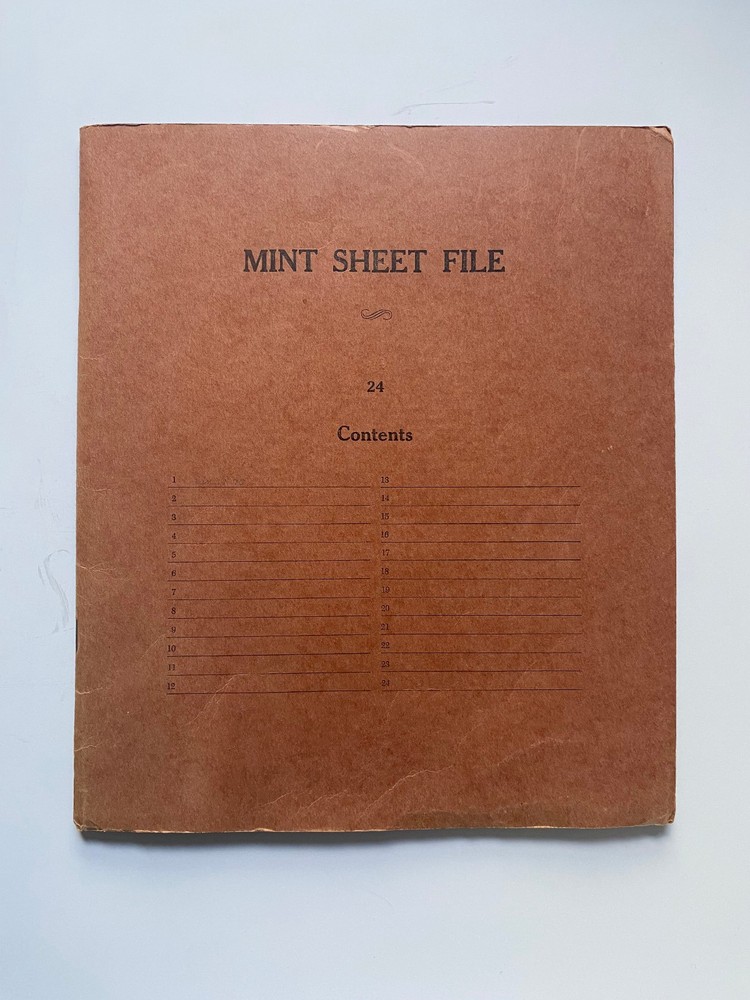 VINTAGE MINT SHEET FILE - CAPACITY 24 PAGES WITH SINGLE POCKETS 11.25" x 9.75"