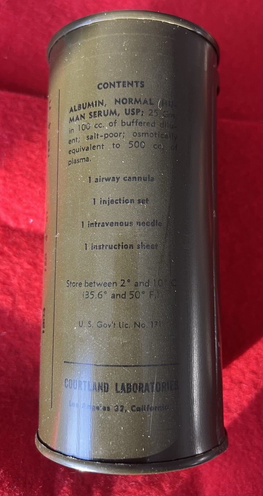 Vietnam War Era US Serum Albumin Can LRRP SEAL SOG MIKE FORCE First Aid Medic