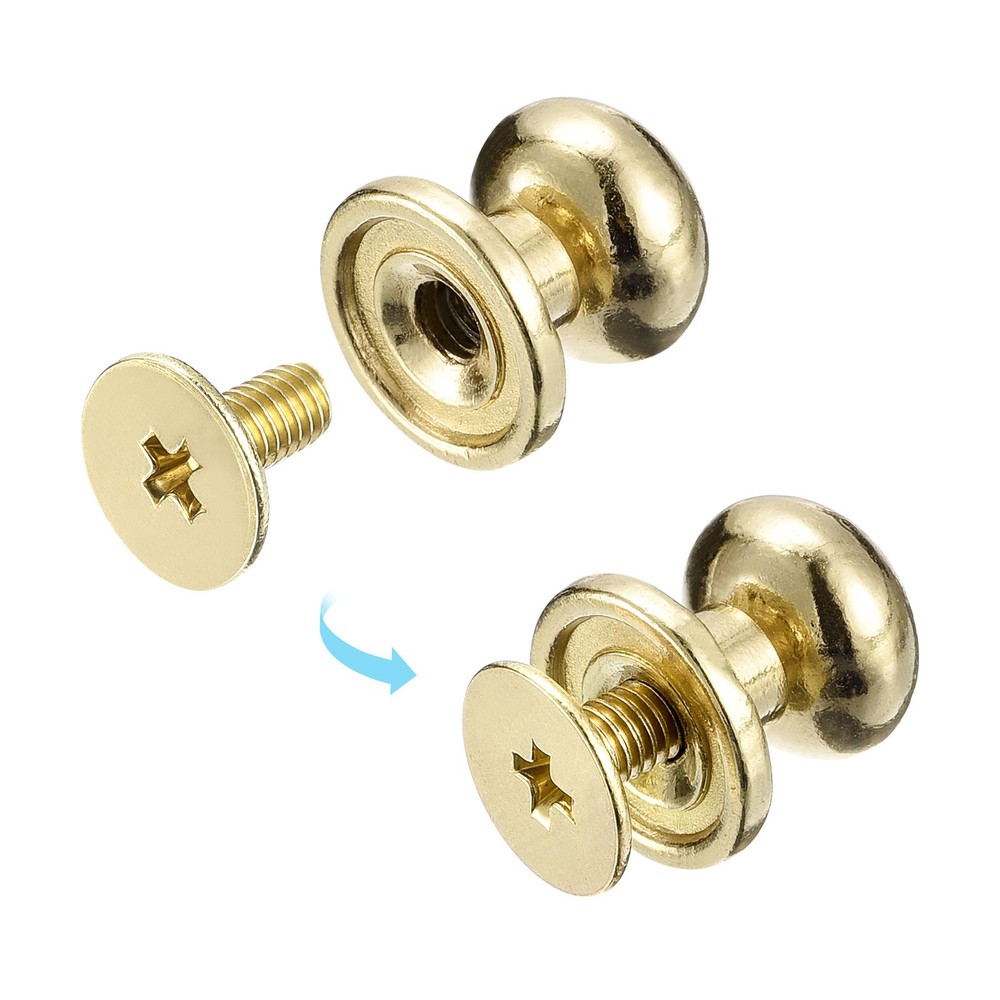 9mm Ball Head Stud Rivets Screw Back, 20Pack Round Head Button, Light Golden