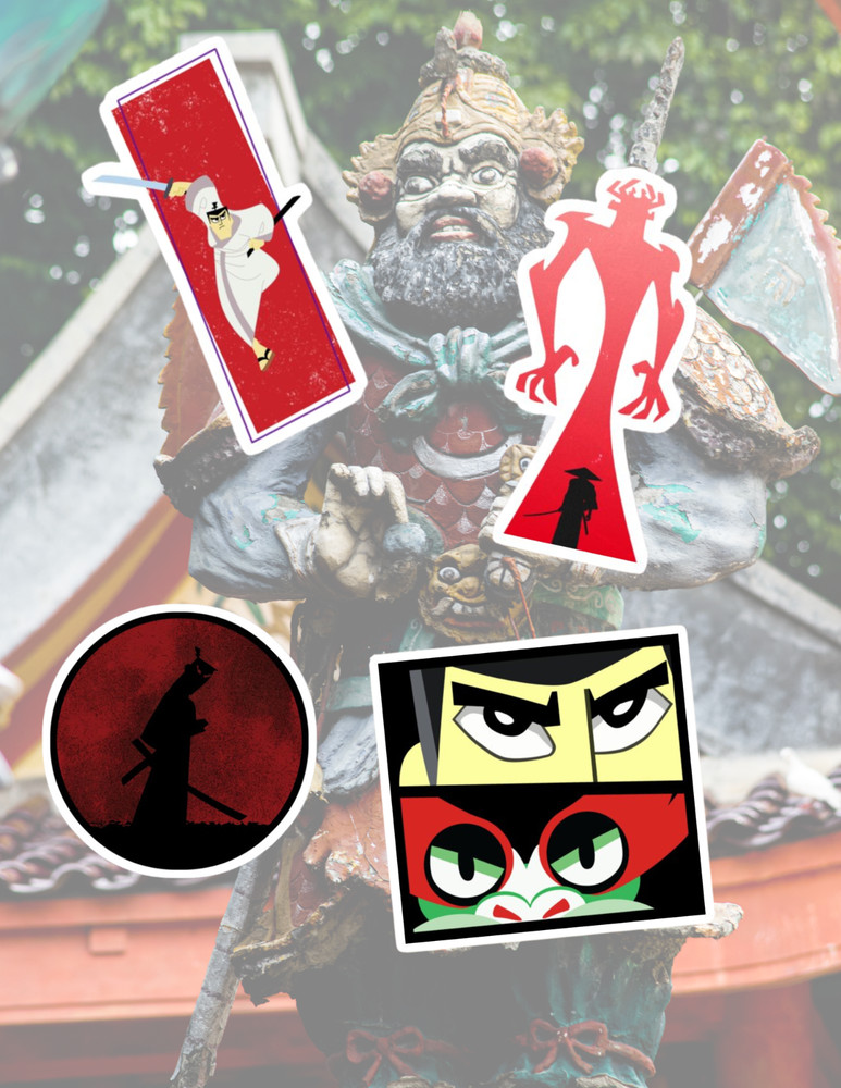 Samurai Jack Retro Cartoon 4pc Sticker Pack