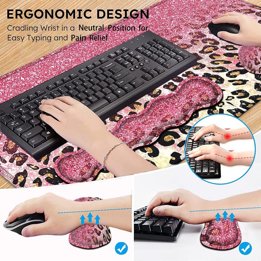 Memory Foam Keyboard Wrist Rest Support + Large Gaming Mouse Pad + Ergonomic ...