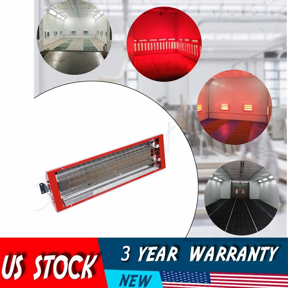 2Pcs 2000W Spray Baking Booth Infrared Paint Curing Light Heating Lamp Heaters