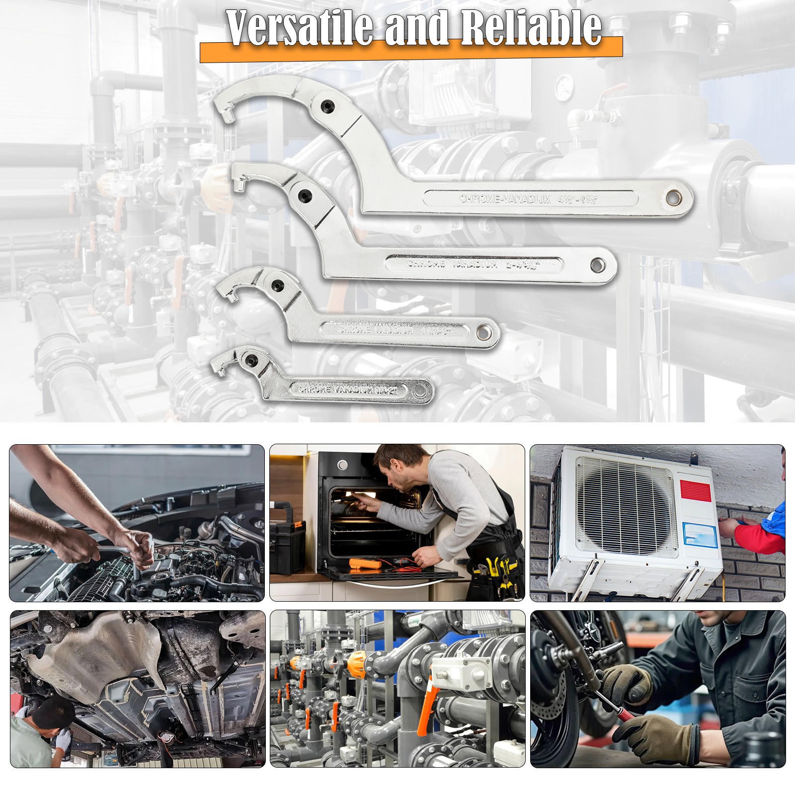 Adjustable Spanner Hook Wrench for Hydraulic Ram Cylinder Mechanical Machine