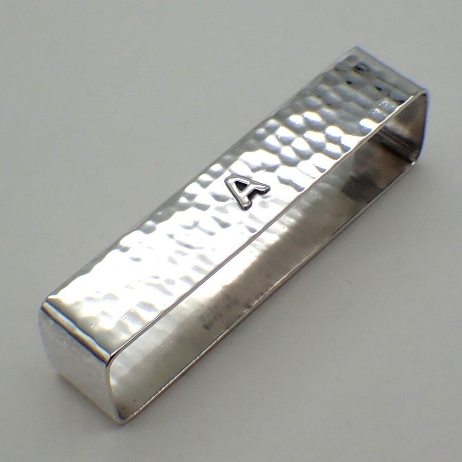 Hammered Rectangular Napkin Ring Lebolt Sterling Silver Applied Mono A