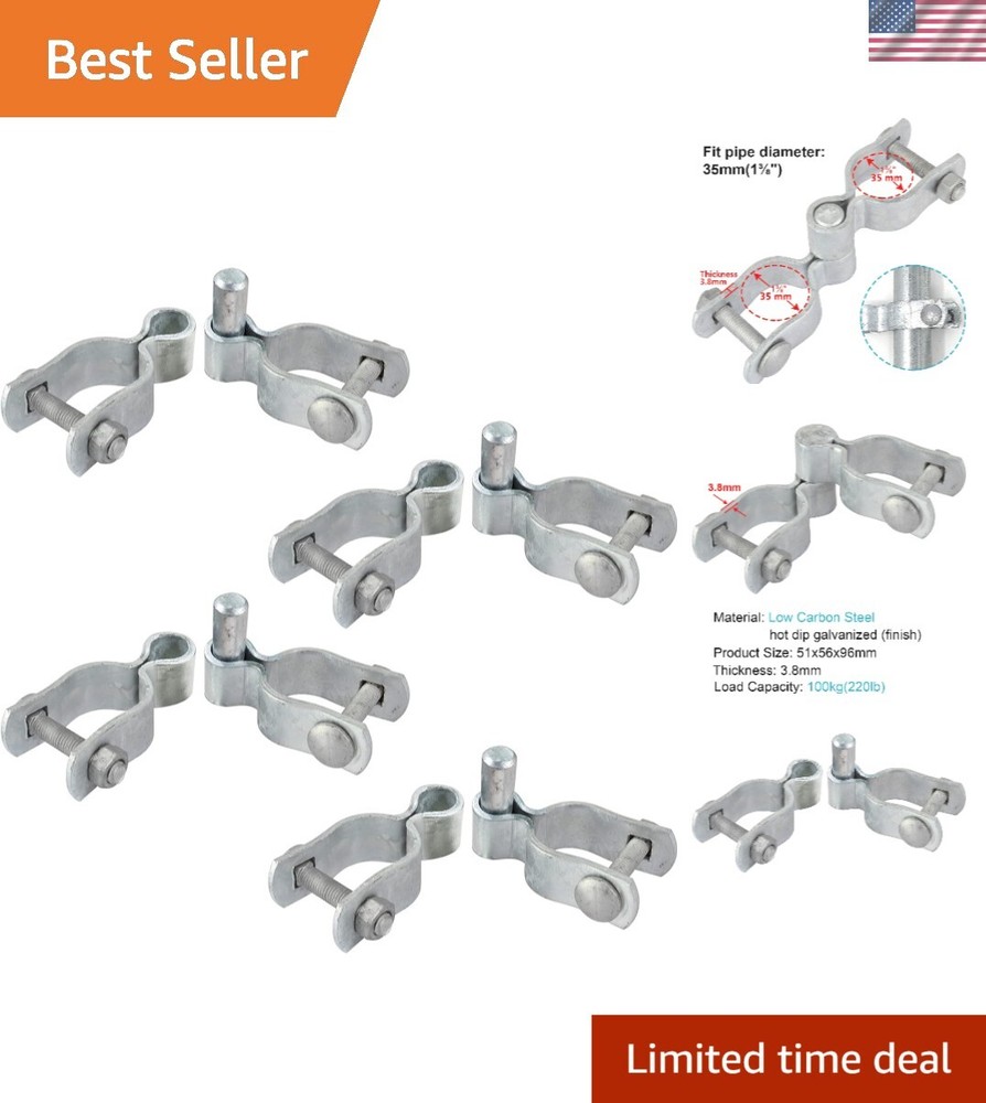 Chain Link Gate Post Hinges - 4 Pair Set, 220 lb Load Capacity, Silver Finish